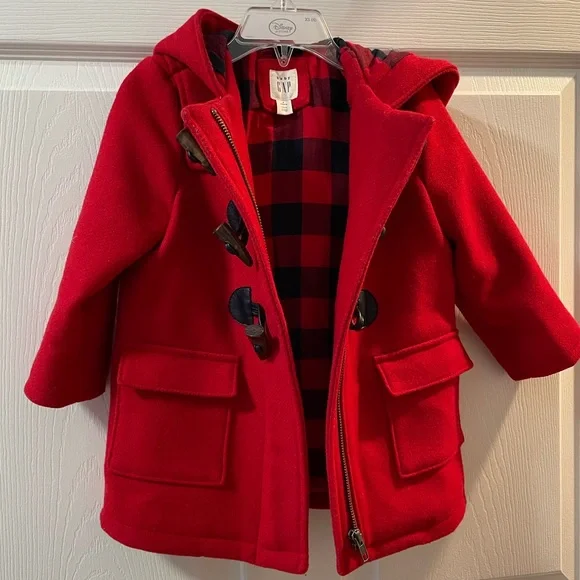 Baby Gap Girl Red Pea Coat Size 2T